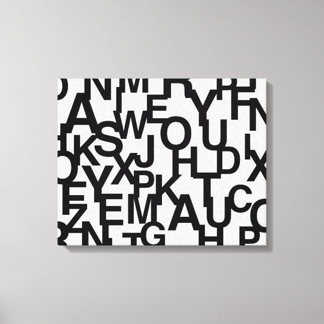 Modern, abstract, messy pattern with letters canvas print (Front)