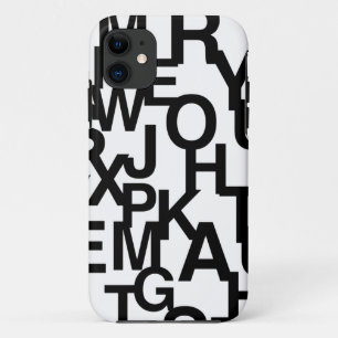 Modern, abstract, messy pattern with letters iPhone 11 case