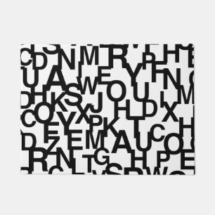 Modern, abstract, messy pattern with letters doormat