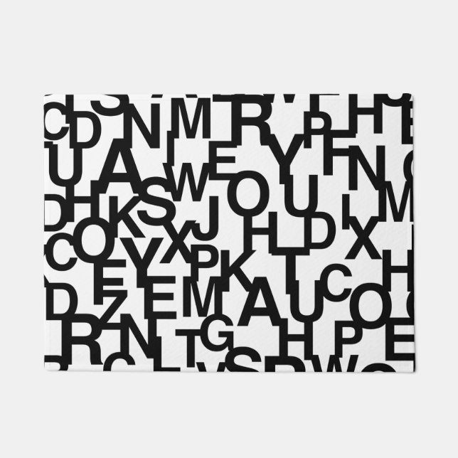 Modern, abstract, messy pattern with letters doormat (Front)