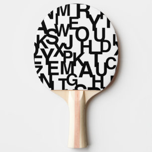 Modern, abstract, messy pattern with letters ping pong paddle