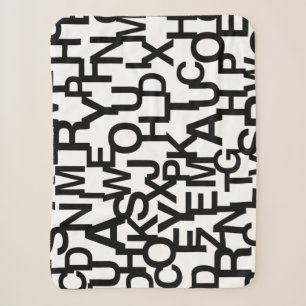 Modern, abstract, messy pattern with letters sherpa blanket