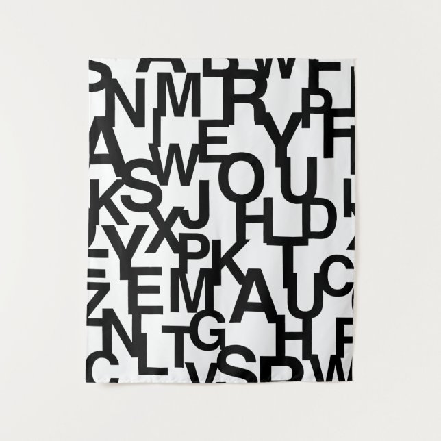 Modern, abstract, messy pattern with letters tapestry (Front)