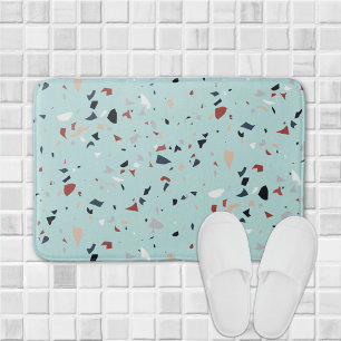 Modern Abstract Mid Century Terrazzo Pattern Bath Mat