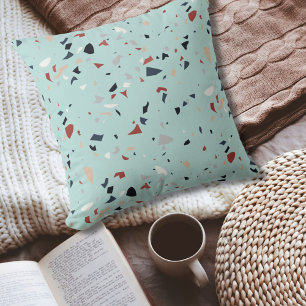 Modern Abstract Mid Century Terrazzo Pattern Throw Pillow