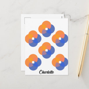 Modern Abstract Minimalist Circles Orange Blue Holiday Postcard