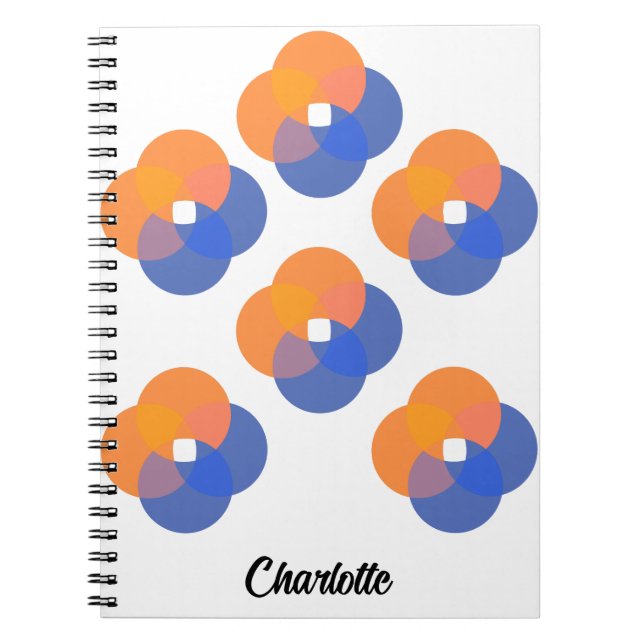 Modern Abstract Minimalist Circles Orange Blue  Notebook (Front)