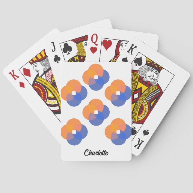 Modern Abstract Minimalist Circles Orange Blue  Playing Cards (Back)