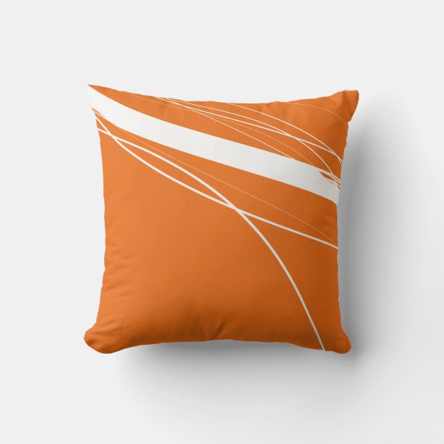 Modern Abstract Minimalist Orange-White Throw Pillow (Front)