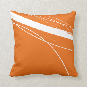 Modern Abstract Minimalist Orange-White Throw Pillow