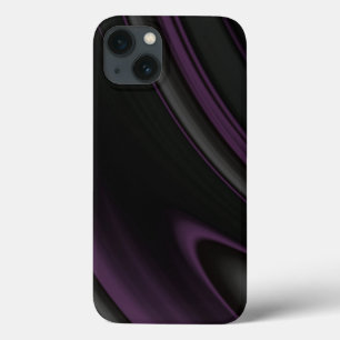 Modern Abstract Minimalist Purple Black Swirl iPhone 13 Case