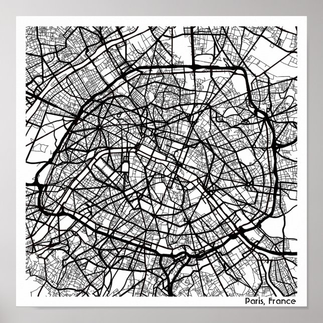 Modern abstract minimalistic Paris city map Poster (Front)