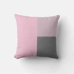 Modern Abstract Minimalistic Pink Grey Colour Bloc Throw Pillow