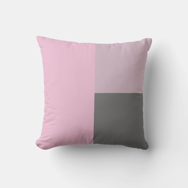 Modern Abstract Minimalistic Pink Grey Colour Bloc Throw Pillow (Front)