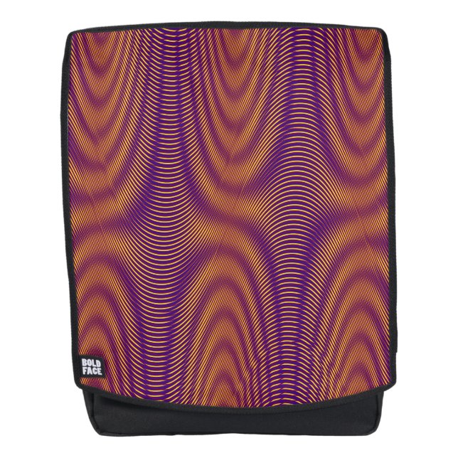  Modern Abstract Moiré Effect Purple Gold Fun Cool Backpack (Front)