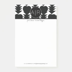 Modern Abstract Monochrome Black and White Post-it Notes