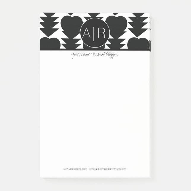 Modern Abstract Monochrome Black and White Post-it Notes (Front)
