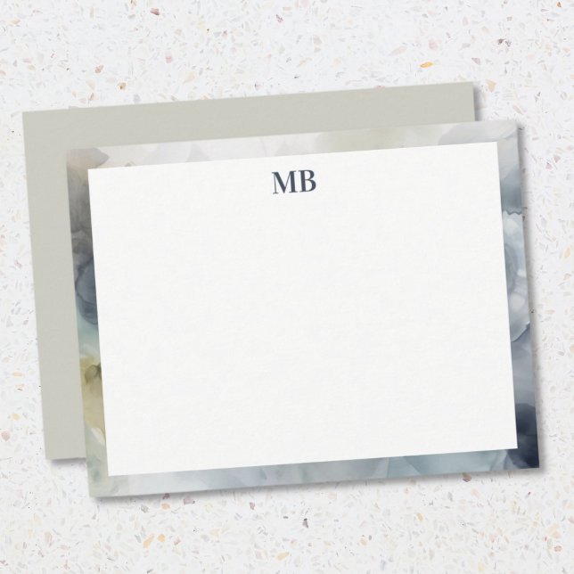 Modern Abstract Monogram Blue Olive Green Card (Creator Uploaded)