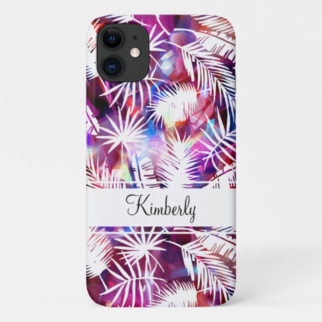 Modern Abstract Monogram Tropical Pattern Case-Mate iPhone Case (Back)