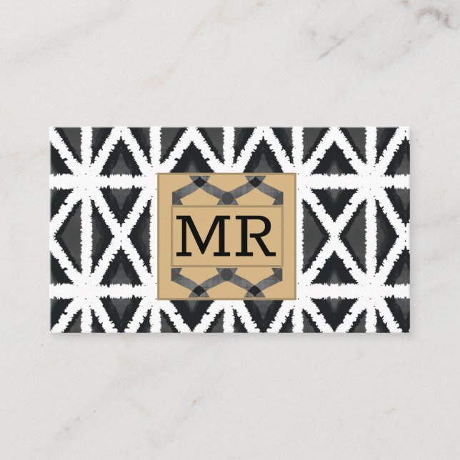 Modern Abstract Monogramed Business Card (Front)
