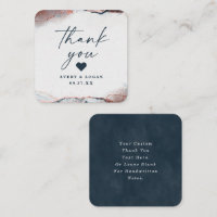 Modern Abstract Moonlight Blue Wedding Thank You