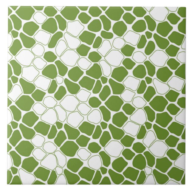 Modern, abstract mosaic, pastel green, white tile (Front)