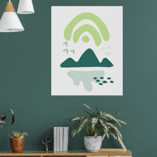 Modern Abstract Mountain Lake Scene   Poster (Living Room 1)