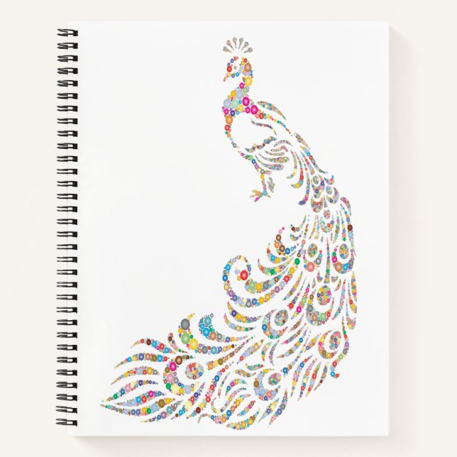 Modern Abstract Multicolor Peacock  Notebook (Front)