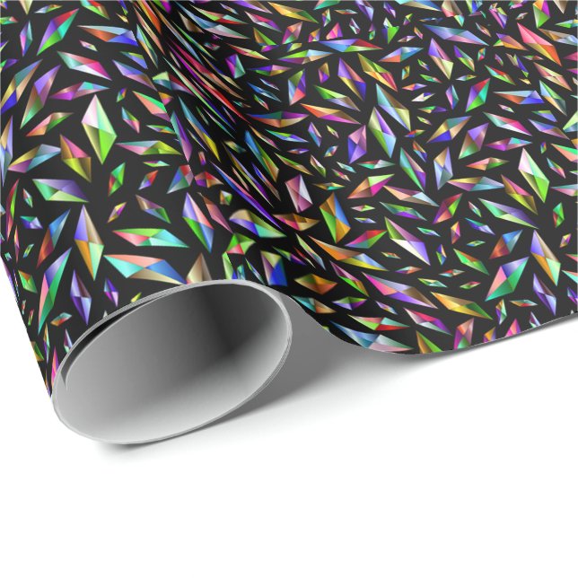 Modern abstract multicolored diamonds on black wrapping paper (Roll Corner)