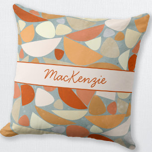 Modern Abstract Name Orange Throw Pillow
