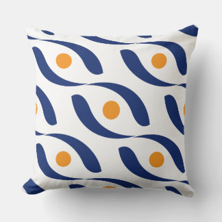 Modern Abstract Navy Blue, Orange and White Couch Throw Pillow