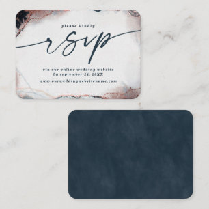 Modern Abstract Navy Blue Wedding Website RSVP Enclosure Card