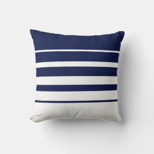 Modern Abstract Navy Blue & White Striped Throw Pillow