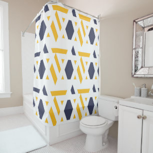 Modern, abstract, navy blue, yellow, white pattern