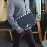 Modern Abstract Navy Pattern Monogram Laptop Sleeve<br><div class="desc">Protect your tech in style with this sleek personalized laptop sleeve. Featuring a modern abstract navy line pattern, this design combines function with sophistication. Add your name and monogram for a custom touch that makes it truly one-of-a-kind. Perfect for professionals, students, or anyone who wants a durable and stylish way...</div>