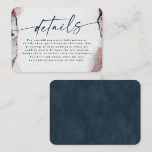 Modern Abstract Navy & Rose Gold Wedding Details Enclosure Card