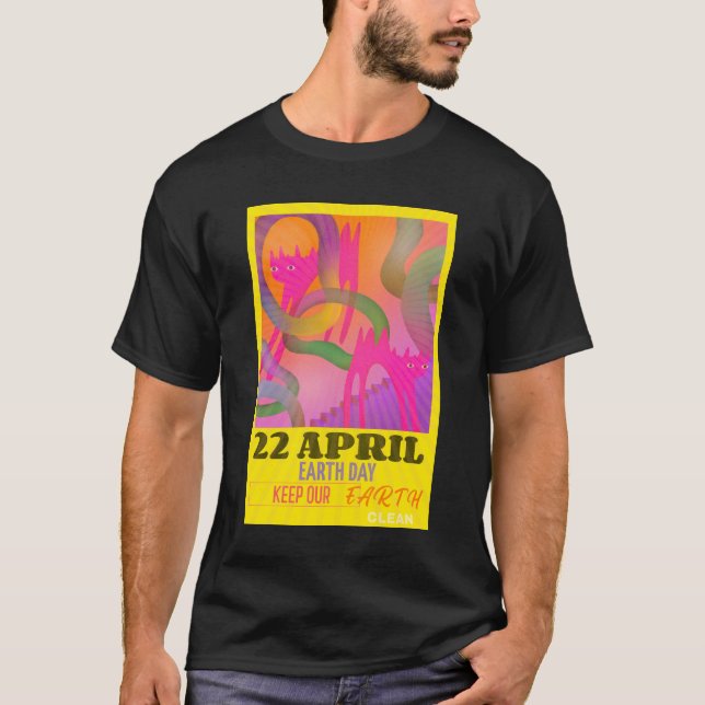 Modern Abstract Neon Art for Earth Day  T-Shirt (Front)