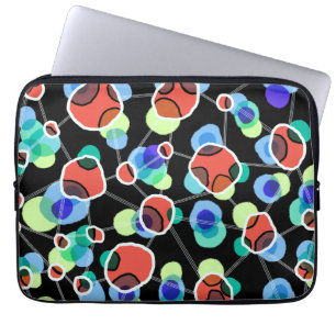 Modern Abstract Network Connections Colourful Dots Laptop Sleeve
