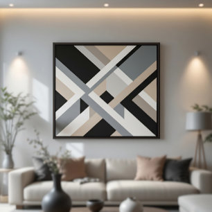 Modern Abstract Neutral 3D Layers Poster