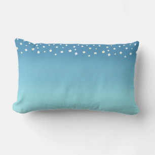 Modern abstract ocean blue gradient & flowers lumbar pillow