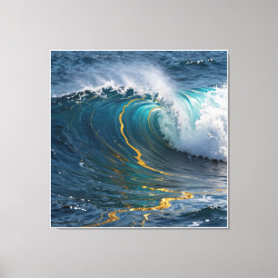 Modern Abstract Ocean -Teal Coastal Canvas-Art III Canvas Print