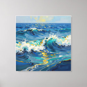 Modern Abstract Ocean -Teal Coastal Canvas-Art IV Canvas Print