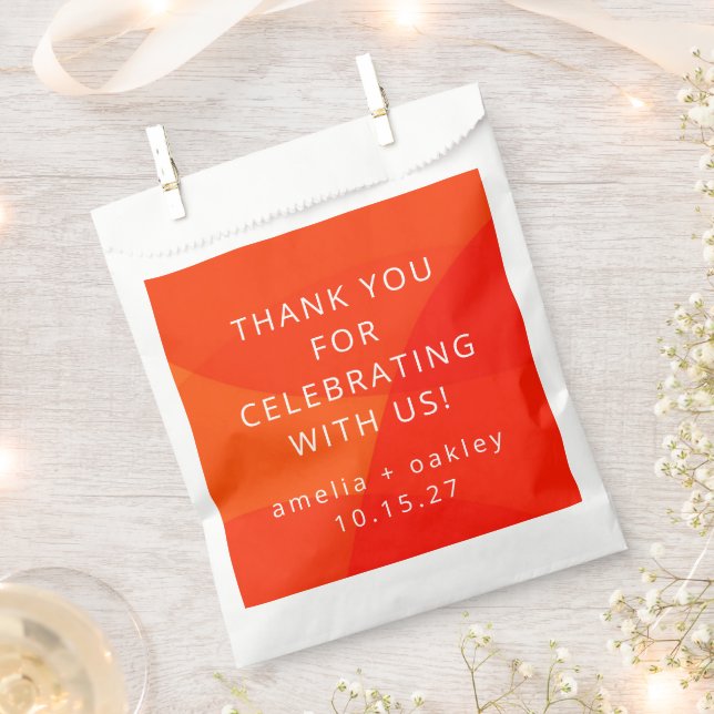 Modern Abstract Orange Custom Wedding Thank You Favour Bag (Clipped)