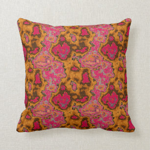 Modern Abstract Orange Pink Blue Pattern Throw Pil Throw Pillow