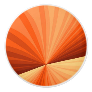 Modern Abstract Orange Red Vanilla Graphic Fractal Ceramic Knob