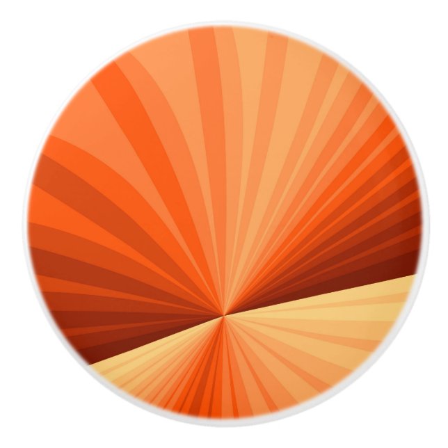 Modern Abstract Orange Red Vanilla Graphic Fractal Ceramic Knob (Front)