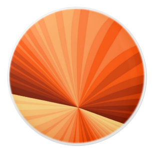 Modern Abstract Orange Red Vanilla Graphic Fractal Ceramic Knob