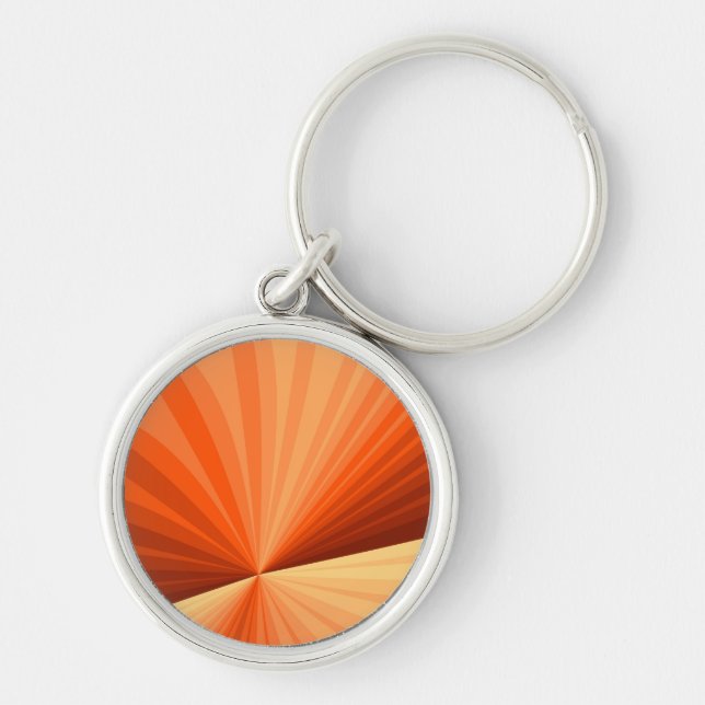 Modern Abstract Orange Red Vanilla Graphic Fractal Keychain (Front)