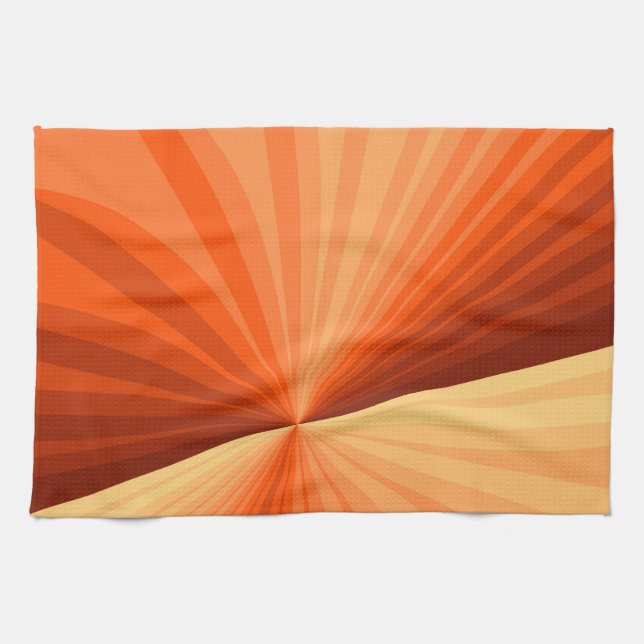 Modern Abstract Orange Red Vanilla Graphic Fractal Kitchen Towel (Horizontal)