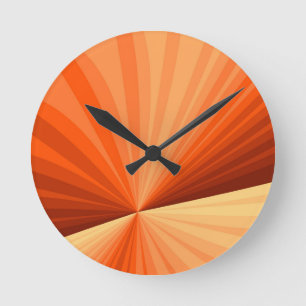 Modern Abstract Orange Red Vanilla Graphic Fractal Round Clock